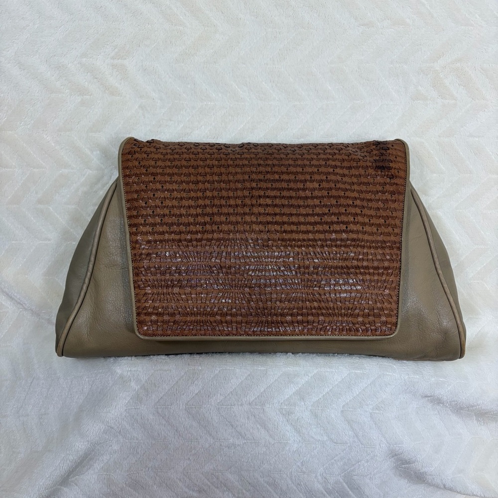 LISETTE Taupe Body with‎ Brown Woven Flap Convertible Crossbody/Clutch